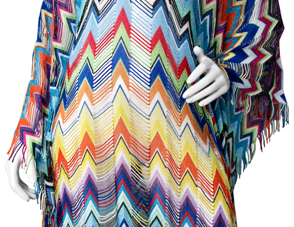Missoni Multicolor Metallic Fringed Crochet Knit Kaftan – Vintage