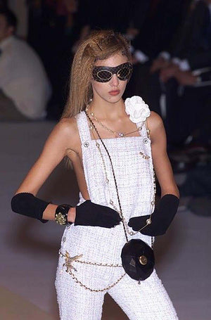 Chanel 2001 Runway Tweed Overall Jumpsuit