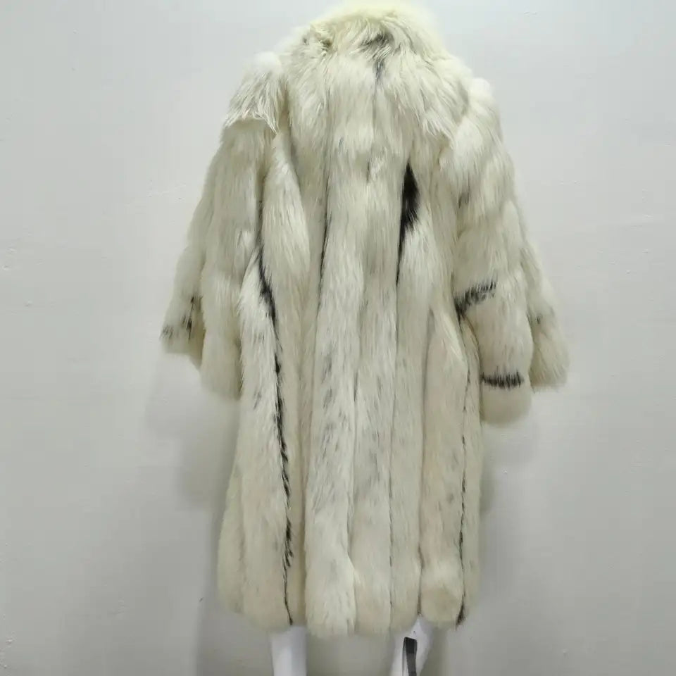 Christian Dior Off-White Mink Fur Coat with Fox Trim - Estate Furs