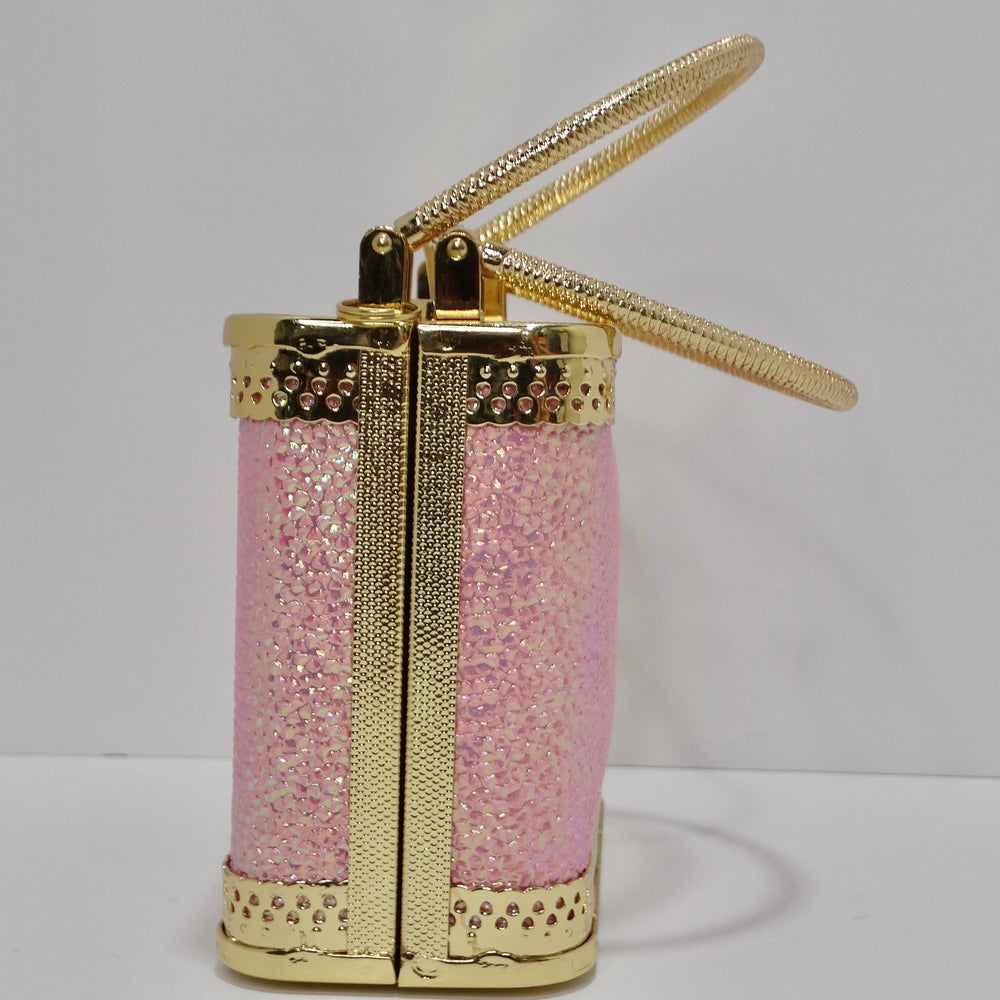Colleen Lopez Pink and Gold Plated Minaudière Bag