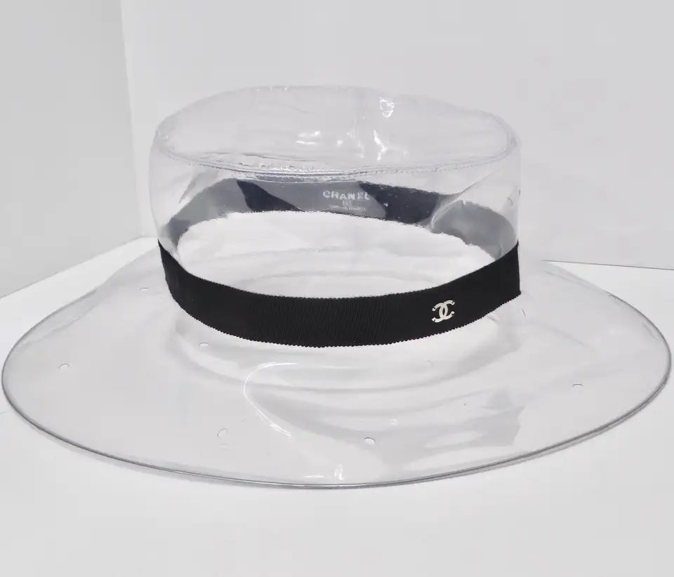 Chanel 2018 PVC Vinyl CC Cloche Transparent Hat