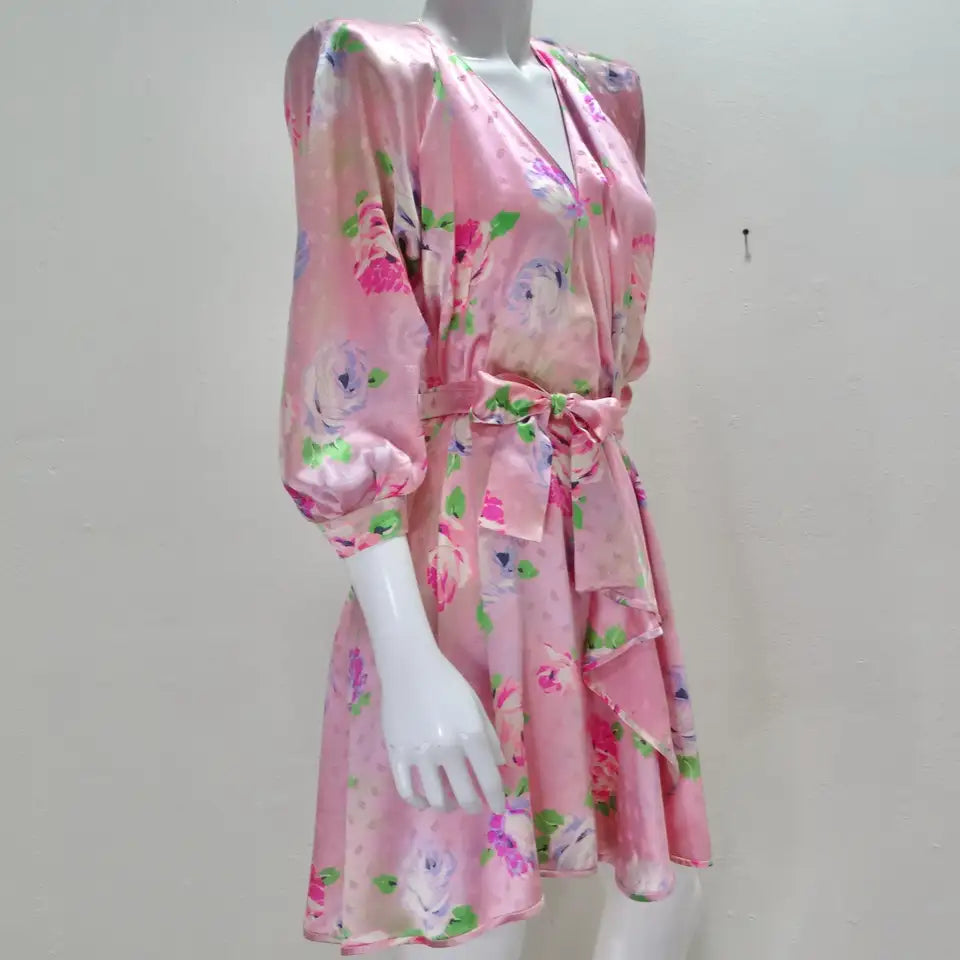 emanuel ungaro pink dress 2008 Emmanuel Ungaro Blush-Pink Silk Floral Applique Trained Gown