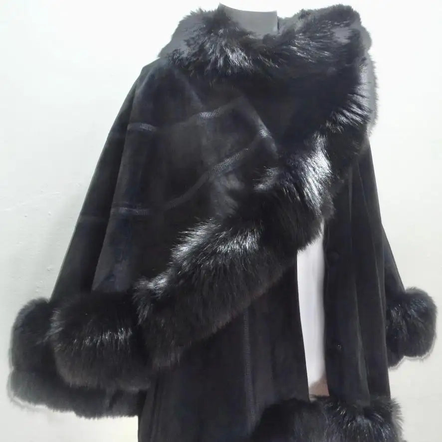 Lady Napoleon Black Fur Poncho Jacket – Vintage by Misty