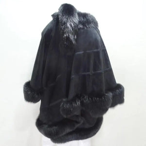 Lady Napoleon Black Fur Poncho Jacket