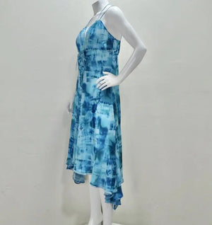 Escada Blue Tie Dye Strappy Sun Dress