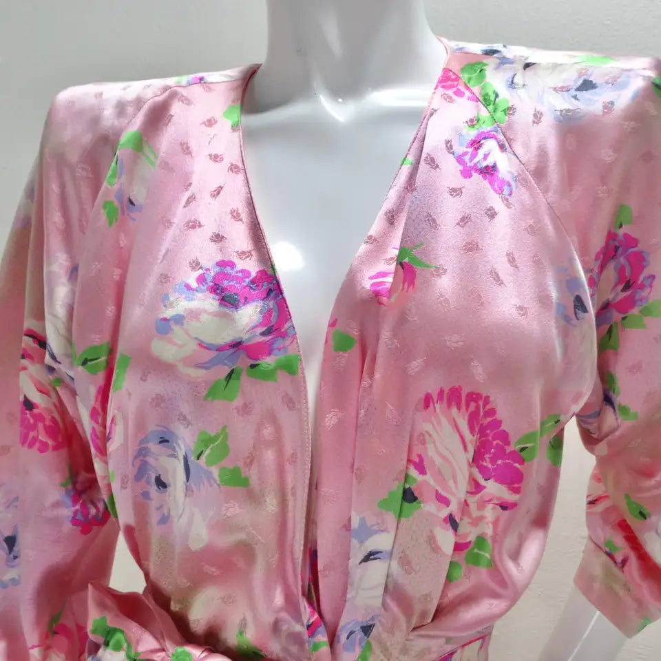 Emanuel Ungaro 1980s Pink Floral Wrap Dress