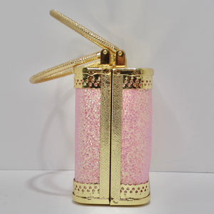 Colleen Lopez Pink and Gold Plated Minaudière Bag