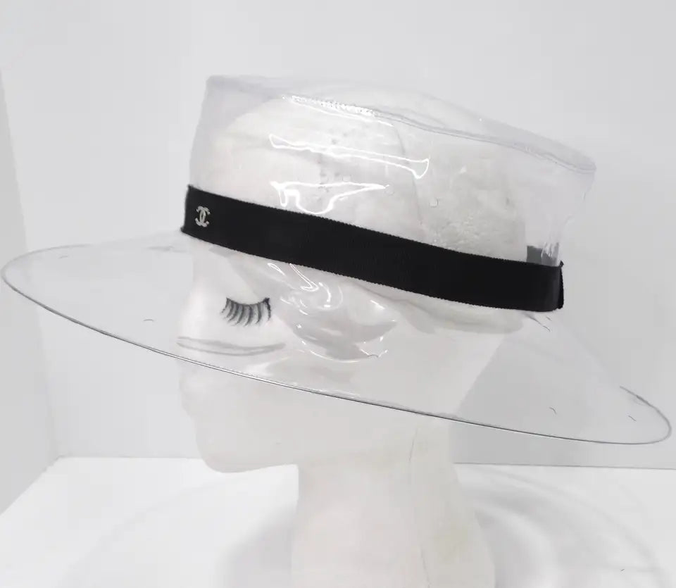 Chanel 2018 PVC Vinyl CC Cloche Transparent Hat