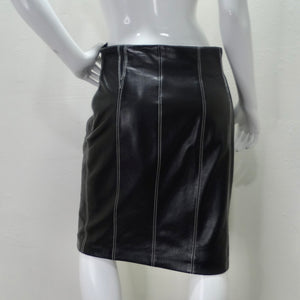 1990s Escada Black Leather Pencil Skirt
