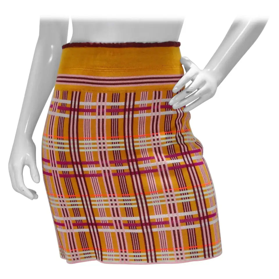 Mustard plaid pencil top skirt
