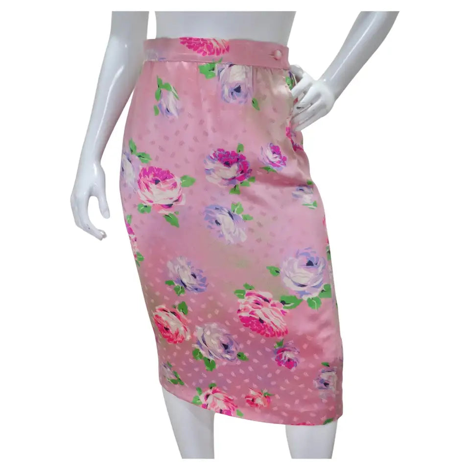 White and pink hot sale floral pencil skirt