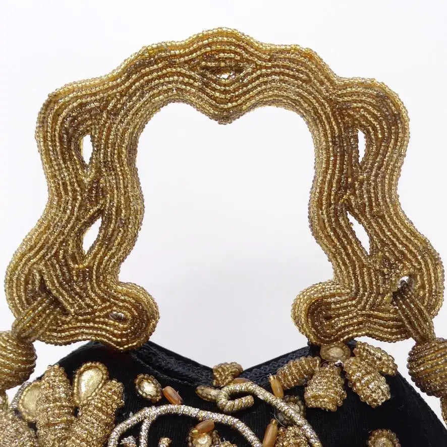 Mary Frances Gold Bead Embellished Novelty Minaudiere