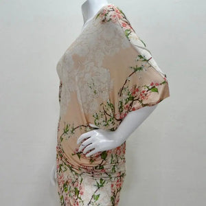 Mascara 1990s Asymmetric Draped Cherry Blossom Dress