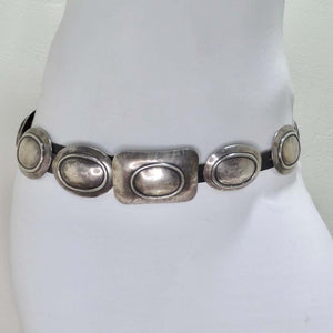 1980s Concho Silver Leather Belt
