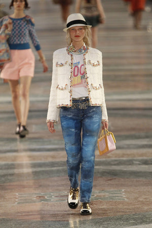 2017 Chanel Paris-Cuba Tweed Ivory Jacket With Multicolor Trim