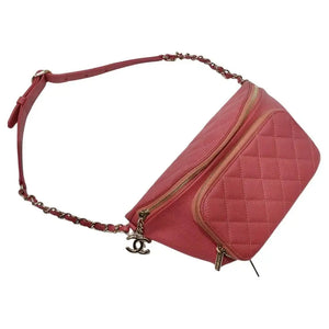 CHANEL Crumpled Lambskin Quilted Bi Waist Bag Fanny Pack Pink 1269745