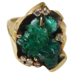 Emerald Uncut Diamond Cocktail Ring