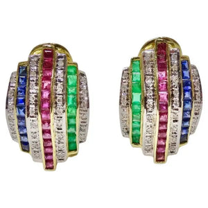 Bellari Diamond, Emerald, Ruby and Sapphire Earrings