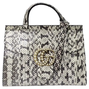 Gucci GG Marmont Small Pearly Snakeskin Top-Handle Satchel Bag