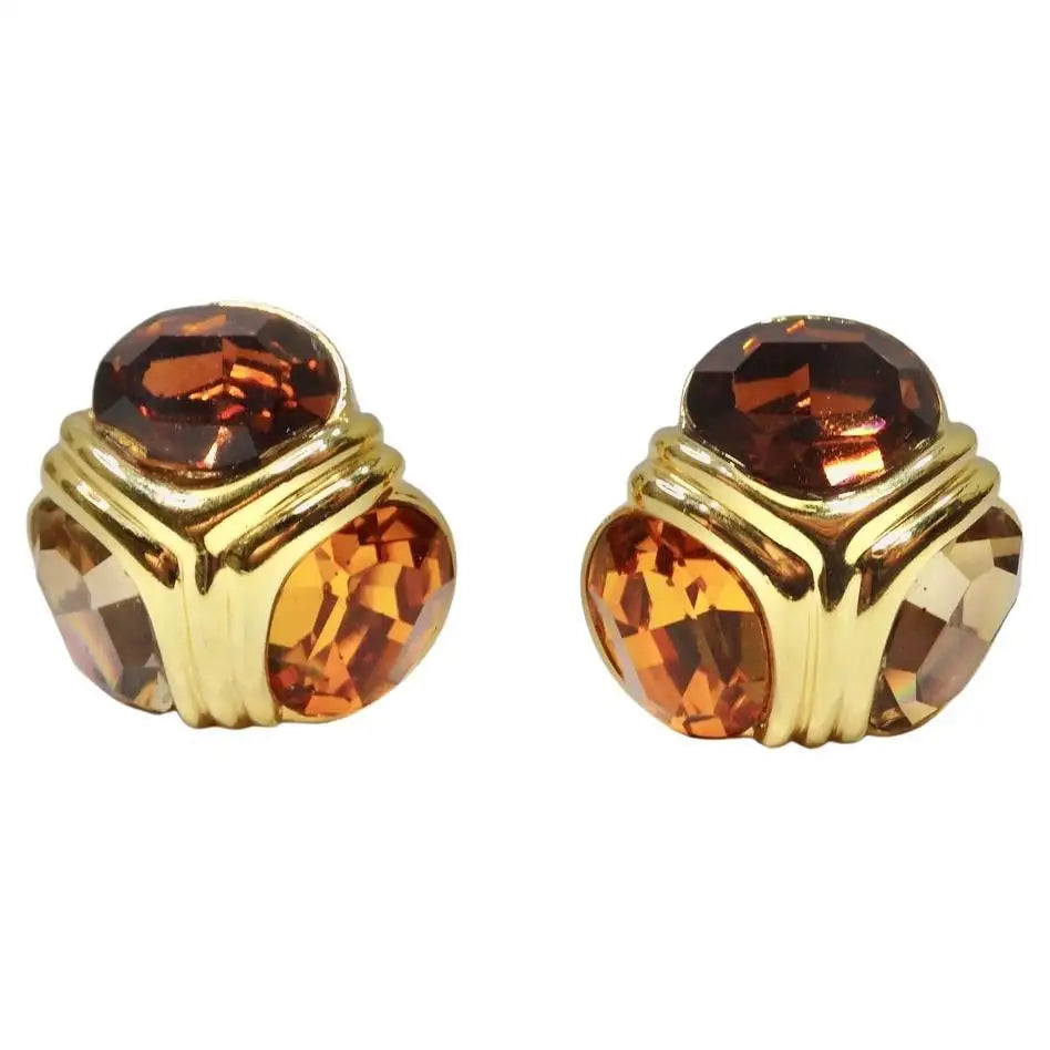 Ciner 24K Gold Plated Citrine Statement Earrings