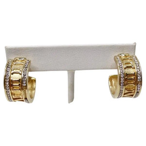 Rhinestone Gold Plated Roman Numeral Hoop Earrings