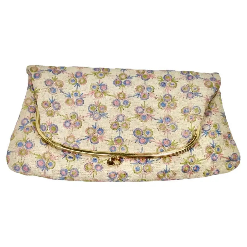 Coblentz 1960s Original Fold Over Embroidered Clutch