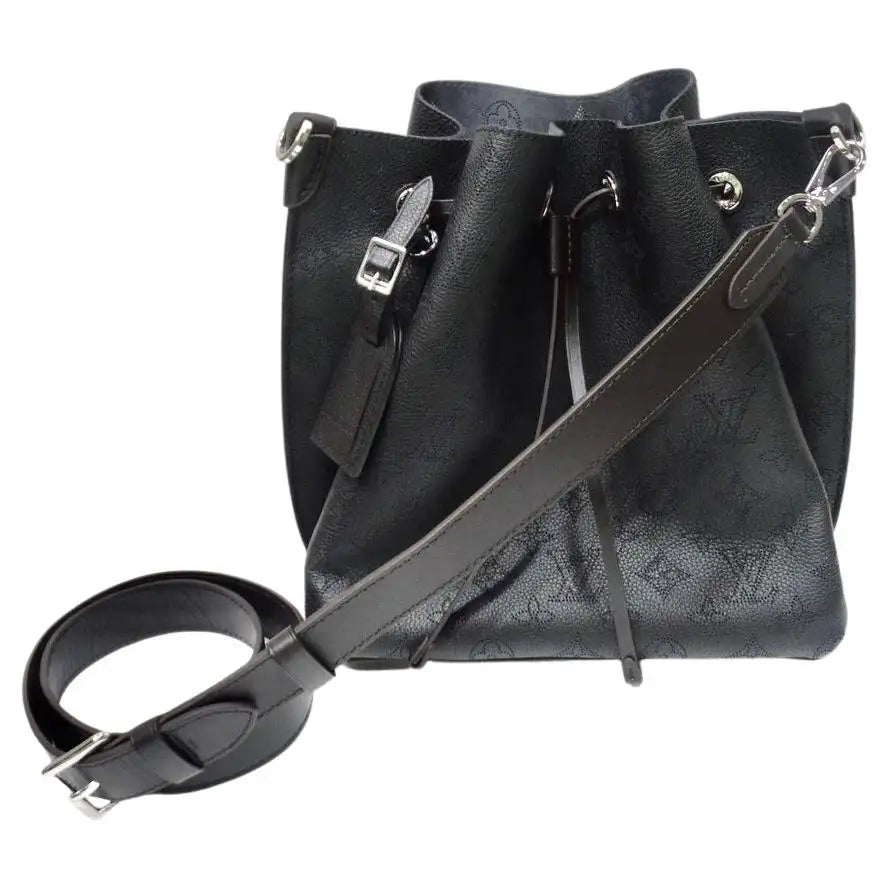 Louis Vuitton Muria Mahina Perforated Leather Shoulder Bag Black