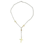 1990s 18K Gold Plated Faux Pearl Rosary Necklace