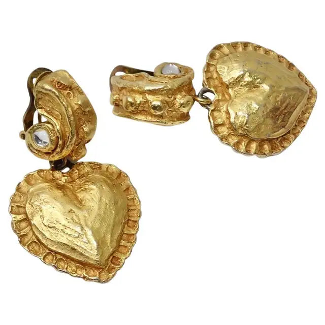 Christian Lacroix 1980s Gold Plated Heart Earrings – Vintage