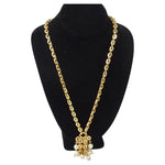 1980s Gold Plated Faux Pearl Tassel Necklace