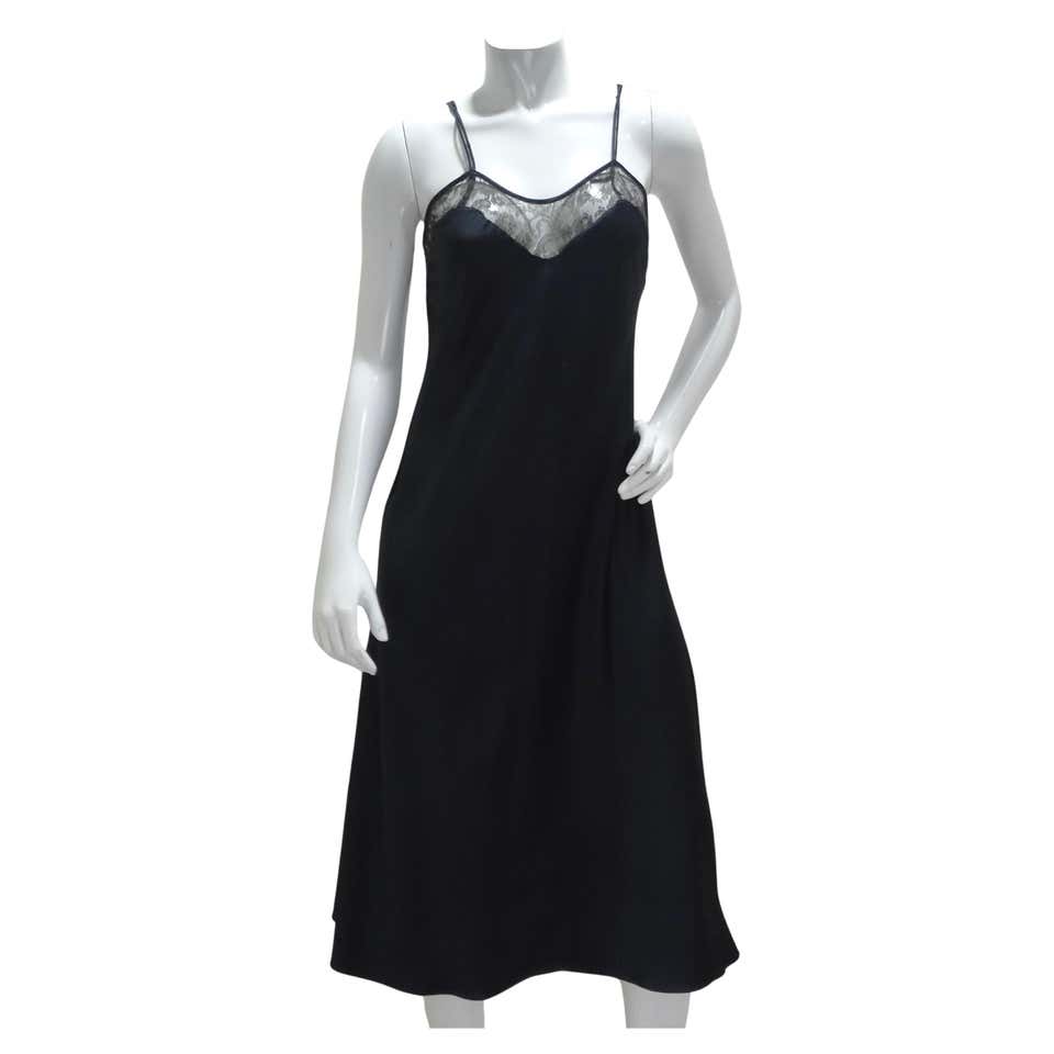 Odette Barda 1990s Black Lace Slip Dress
