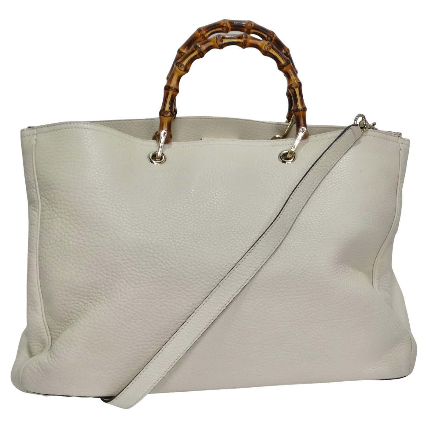 ✨️GUCCI bamboo レザー シルバー金具 トートバッグ ハンドバッグ Gucci Bamboo Shopper Leather Tote Bag – Vintage by Misty