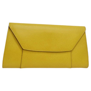 Valextra Yellow Leather Clutch