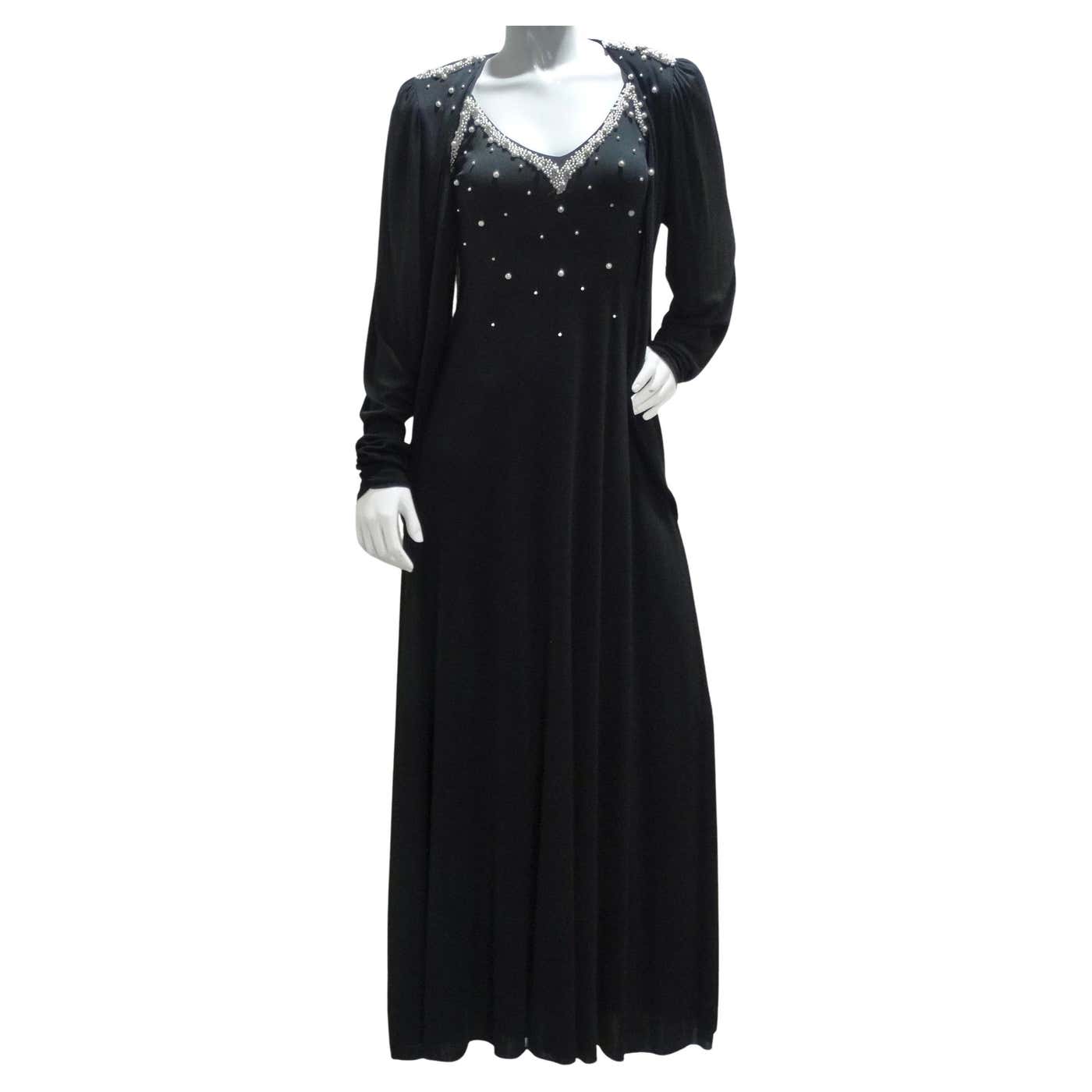 vintage 80's black bead dress w/ jacket S main image 0
