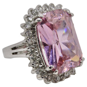 1990s Pink Synthetic Sapphire Silver Ring