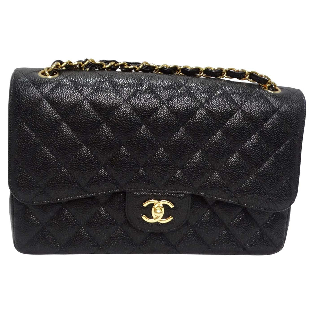 Chanel Large Classic Quilted Caviar Handbag Black/Burgundy – Vintage by  Misty