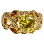 1970s 18K Gold Plated Synthetic Yellow Diamond Ring