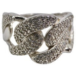 Silver Swarovski Crystal Chain Motif Ring
