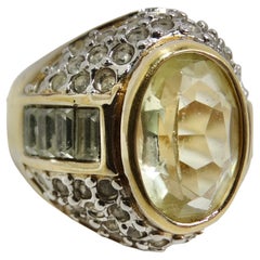 1980s Synthetic Citrine 18k Gold Plated Ring