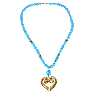 Napier 18K Gold Plated Greek Heart Blue Bead Pendant Necklace