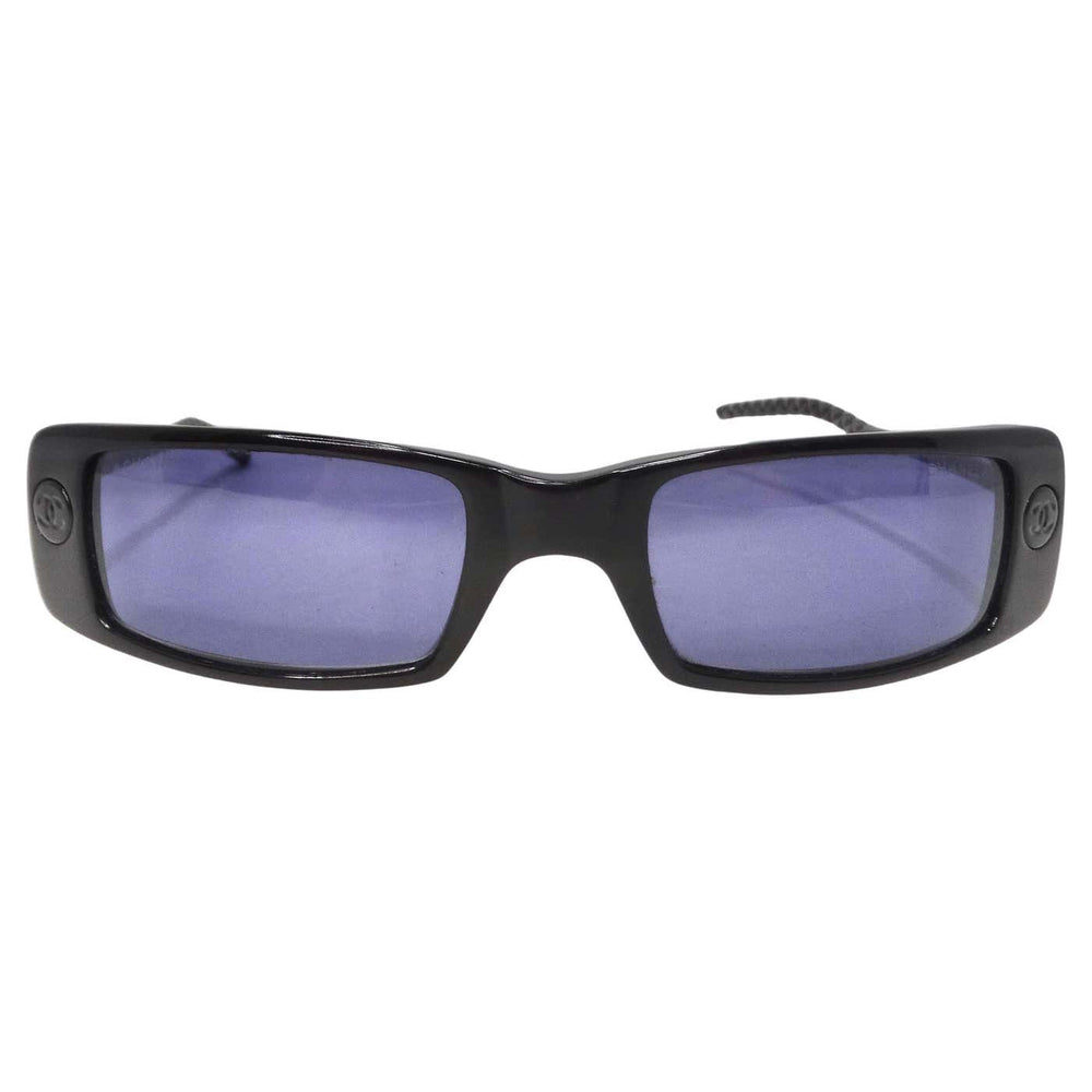 Chanel Rectangle Sunglasses - Acetate and Calfskin, Black - Polarized - UV Protected - Women's Sunglasses - 5473Q C622/S4