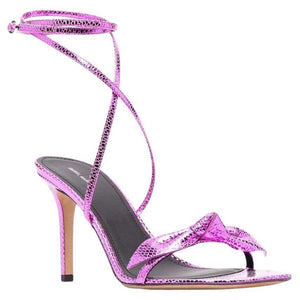 Isabel Marant Purple Leather Snakeskin Effect Heel Sandal