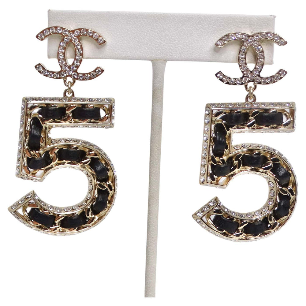chanel black drop earrings silver