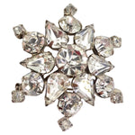 1980s Rhinestone Snowflake Flower Brooch