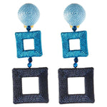 Oscar De La Renta Silk-Wrapped Double-Square Clip-On Earrings