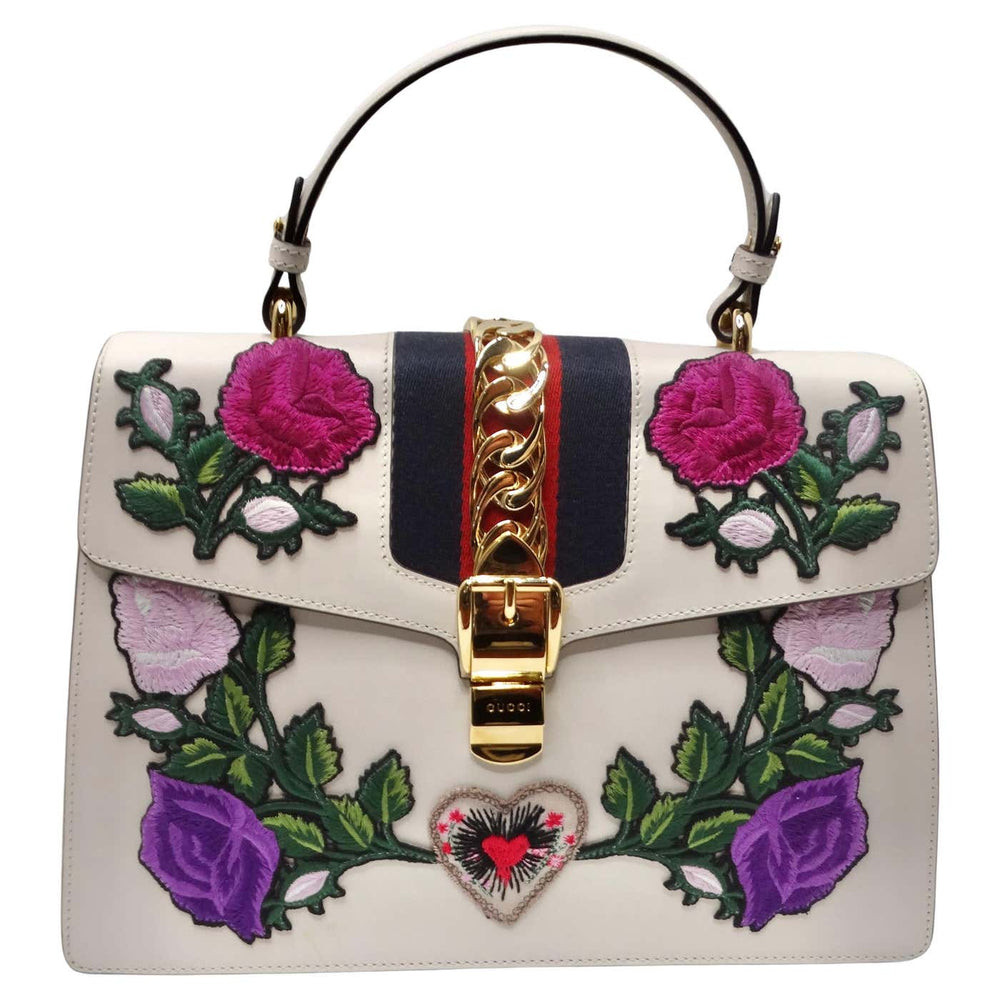 Gucci White Leather And Embroidered Patch Sylvie Long Wallet Gold Hardware  Available For Immediate Sale At Sotheby's