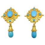 Carolyn Tyler 22K Gold Sleeping Beauty Turquoise Dangle Earrings