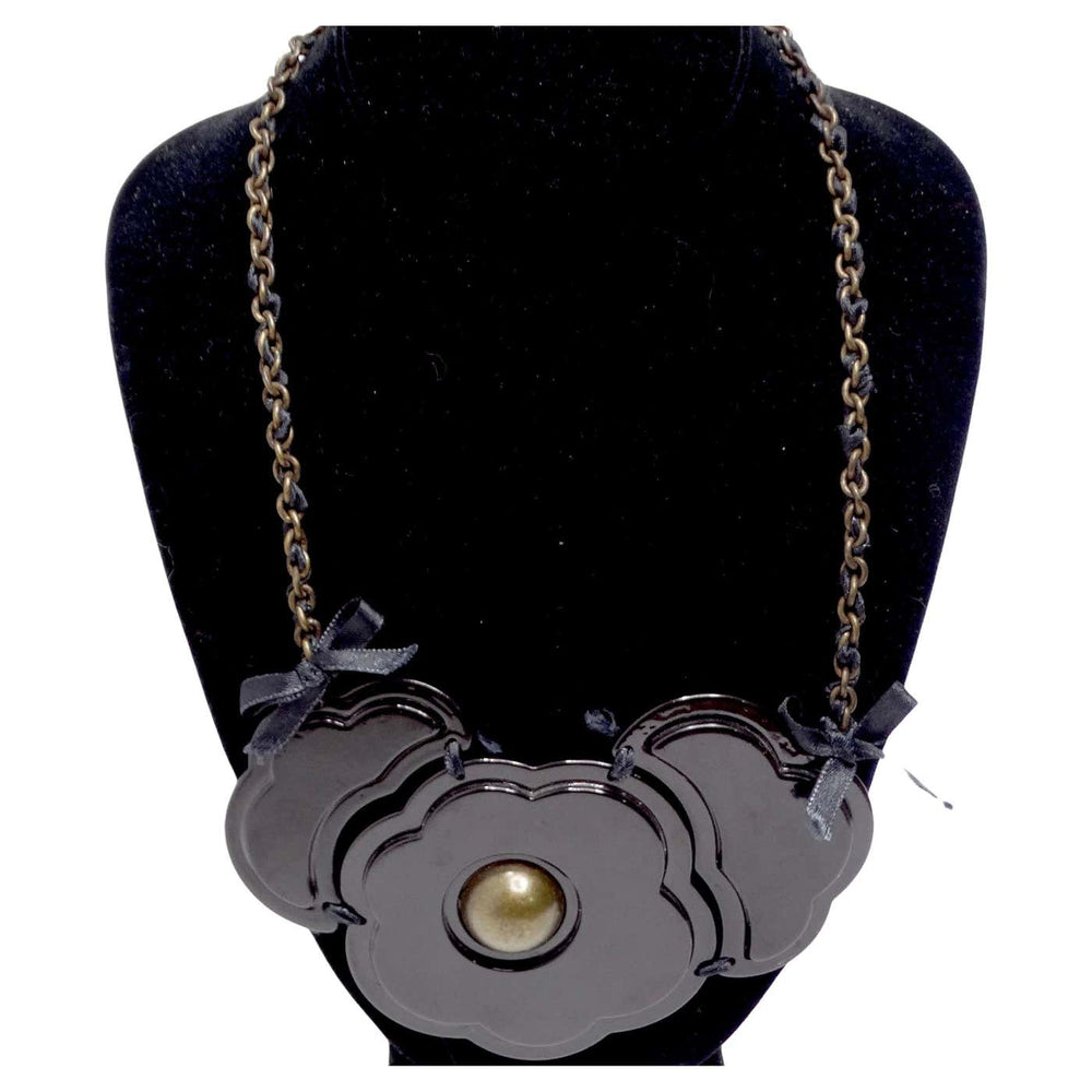 Moschino 1990s Black Flower Necklace