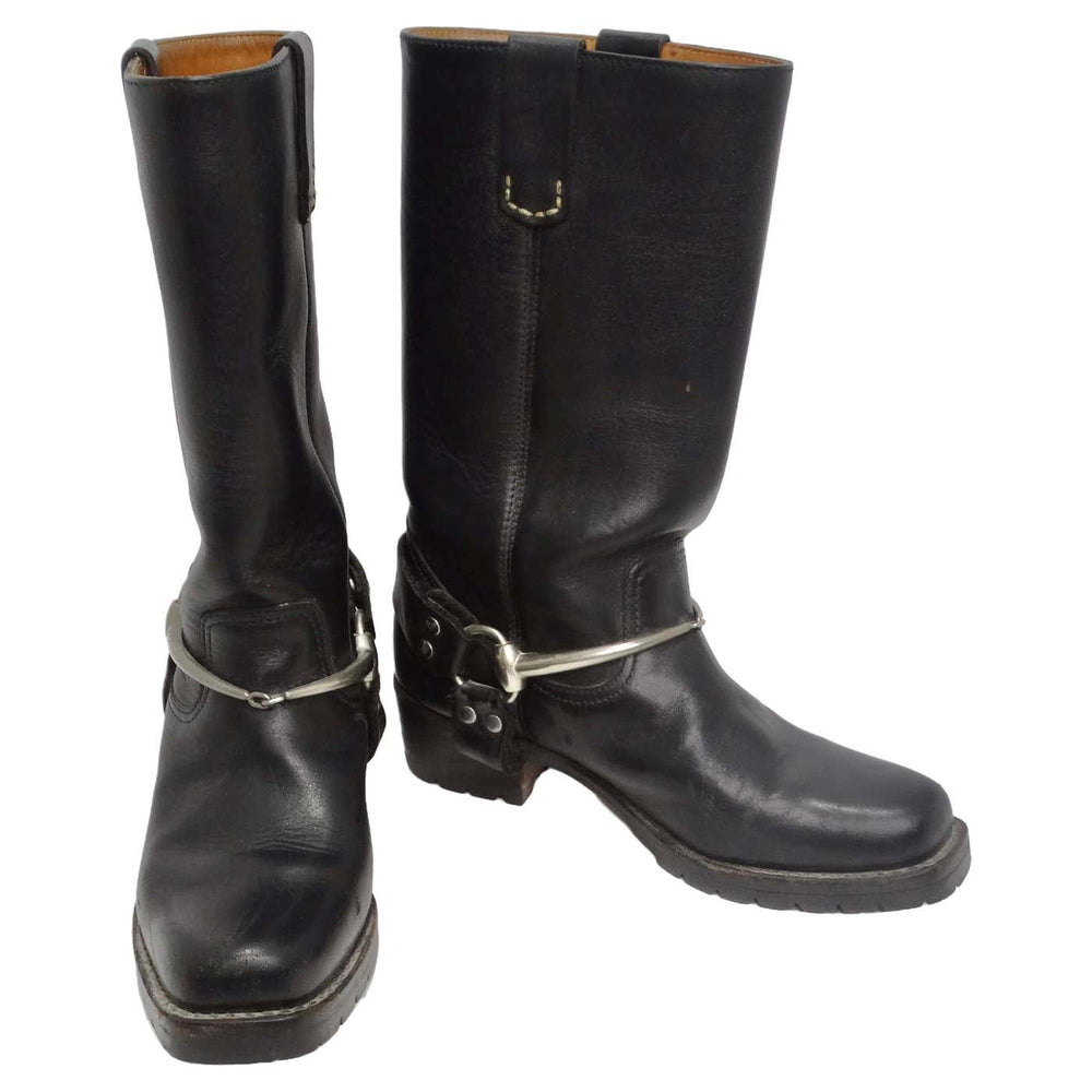 Gucci Black Leather Vintage Motorcycle Boots