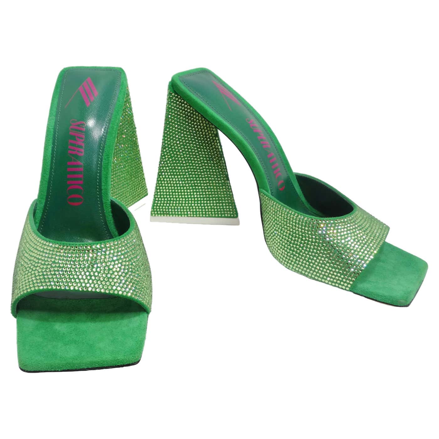 【関税込み】The Attico グリーン Devon ヒールサンダル Green Devon Heeled Sandals by The Attico on Sale